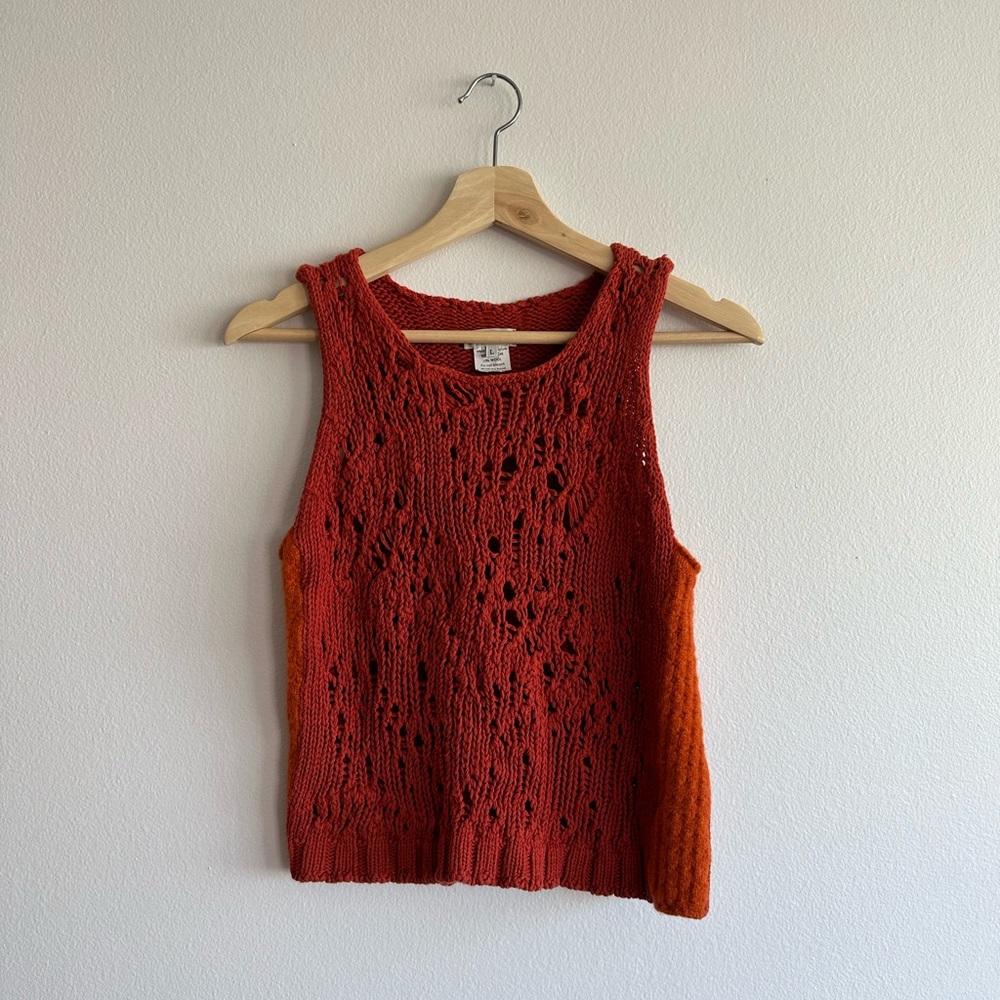 Dries Van Noten Sleeveless Orange Knit Top
